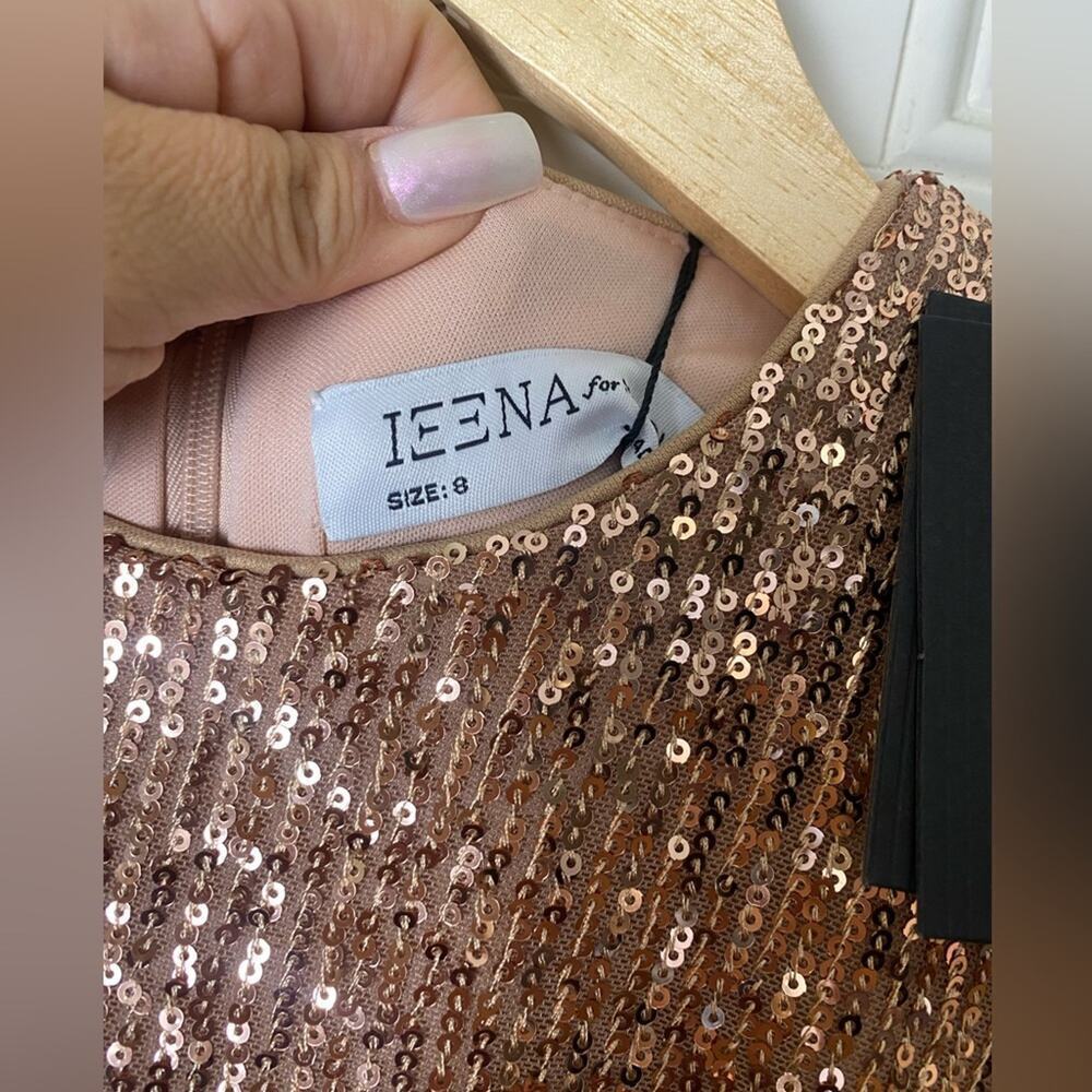 Mac Duggal SEQUINED HIGH NECK PUFF LONG SLEEVE COLUMN GOWN Gold 8 - Picture 6 of 7